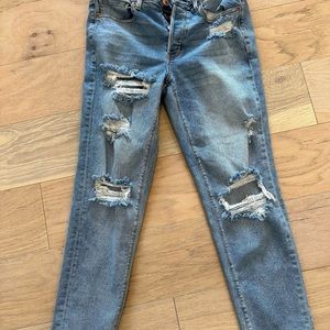 American Eagle Outfitters Blue Skinny Distressed Jeans